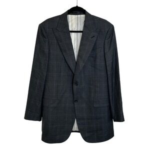 Bespoke Holland &‎ Sherry Merino Wool Blazer Jacket Size 44R Gray Plaid Classic